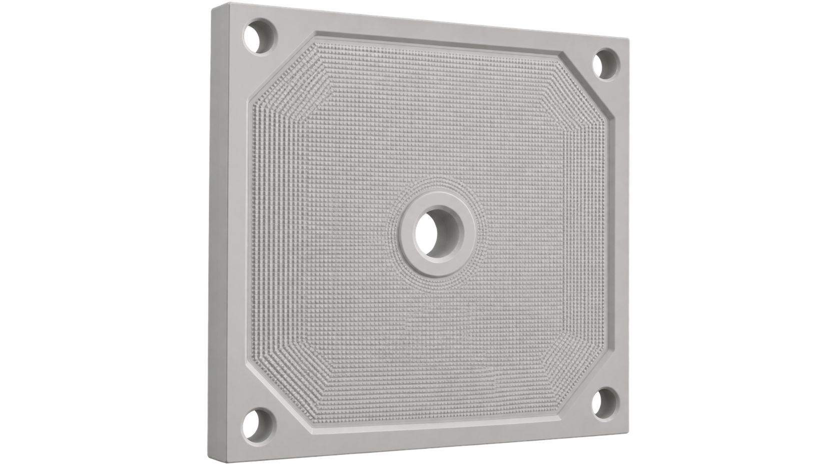 Membrane Filter Plates for Industrial Filter Presses Industrial membrane filter plate with flexible diaphragm and central feed opening for filter press dewatering.